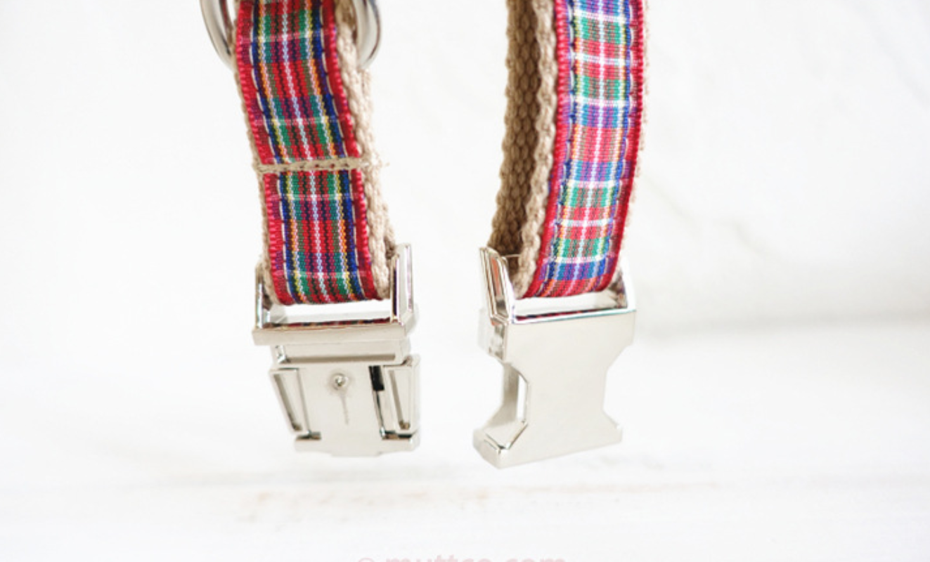 Collier pour Chien avec Laisse à Carreaux Rouge
