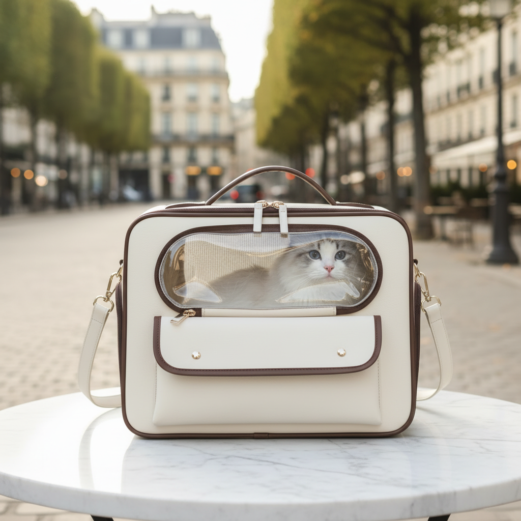 Sac de transport chat beige 