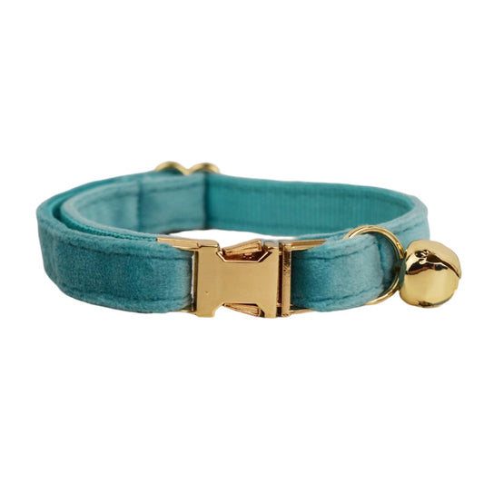 Collier et laisse en velours avec Nœud et Clochette