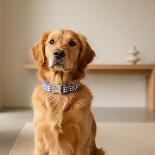 Collier pour Chien à Carreaux Bleus