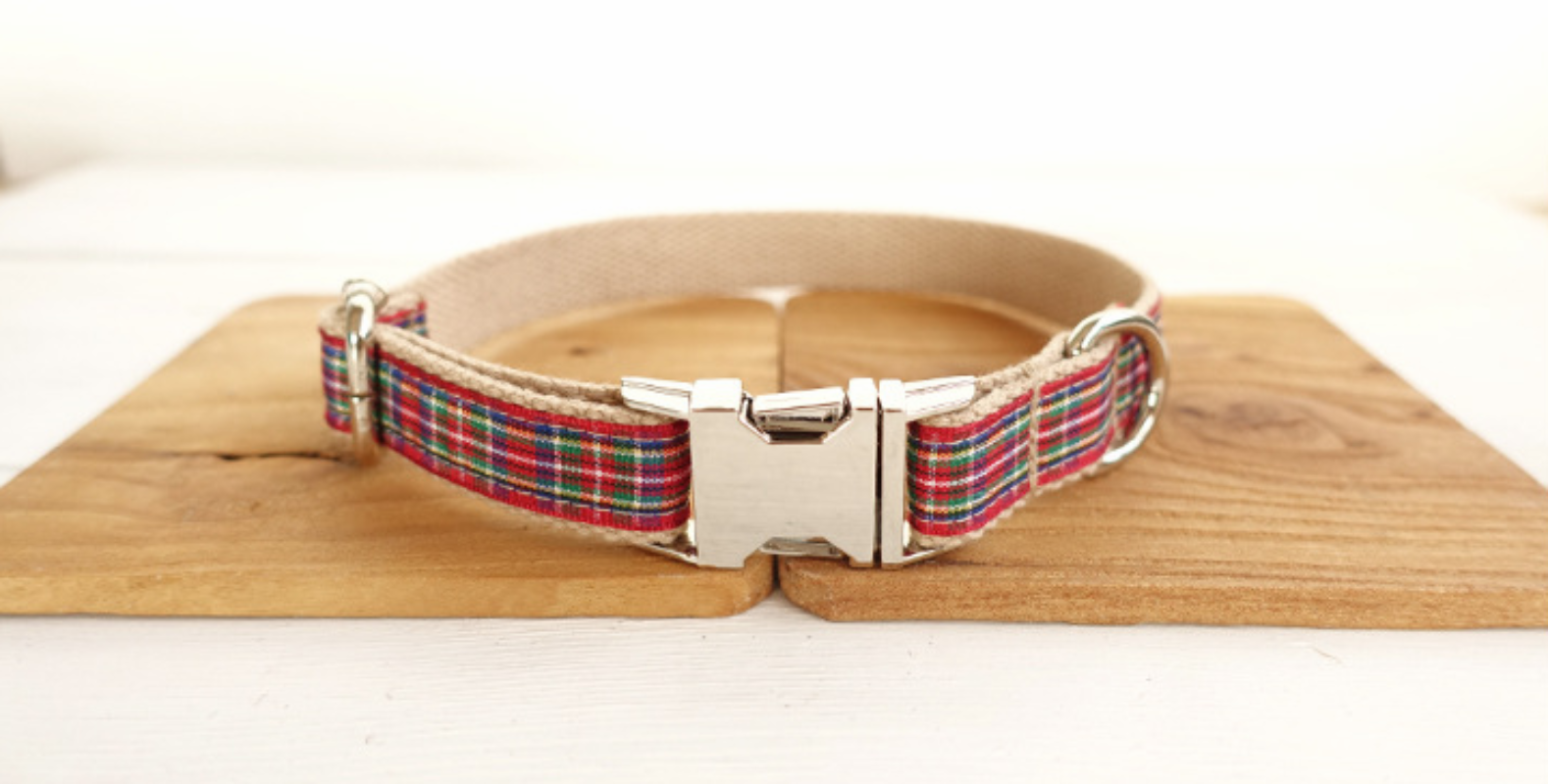 Collier pour Chien avec Laisse à Carreaux Rouge
